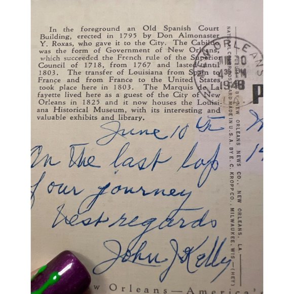 Postcard Louisiana New Orleans LA Cabildo Spanish Court Building 1940s Vintage - Picture 3 of 5